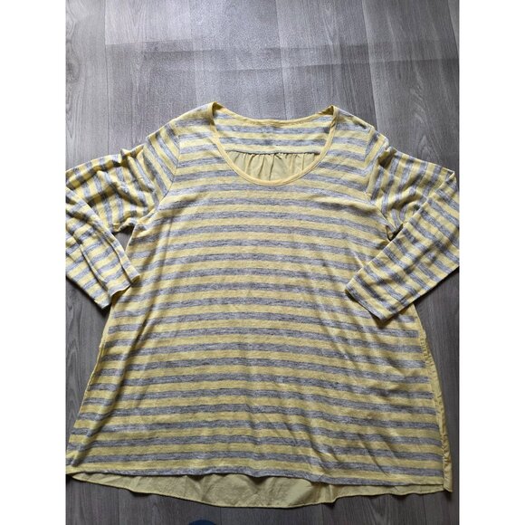Soft Surroundings Womens 2X Yellow & Gray Striped Long Sleeve Top - Picture 2 of 8